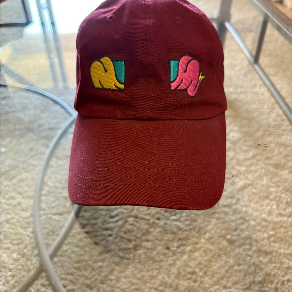 The Hundreds Maroon Hat with Vibrant Arron Kai Design